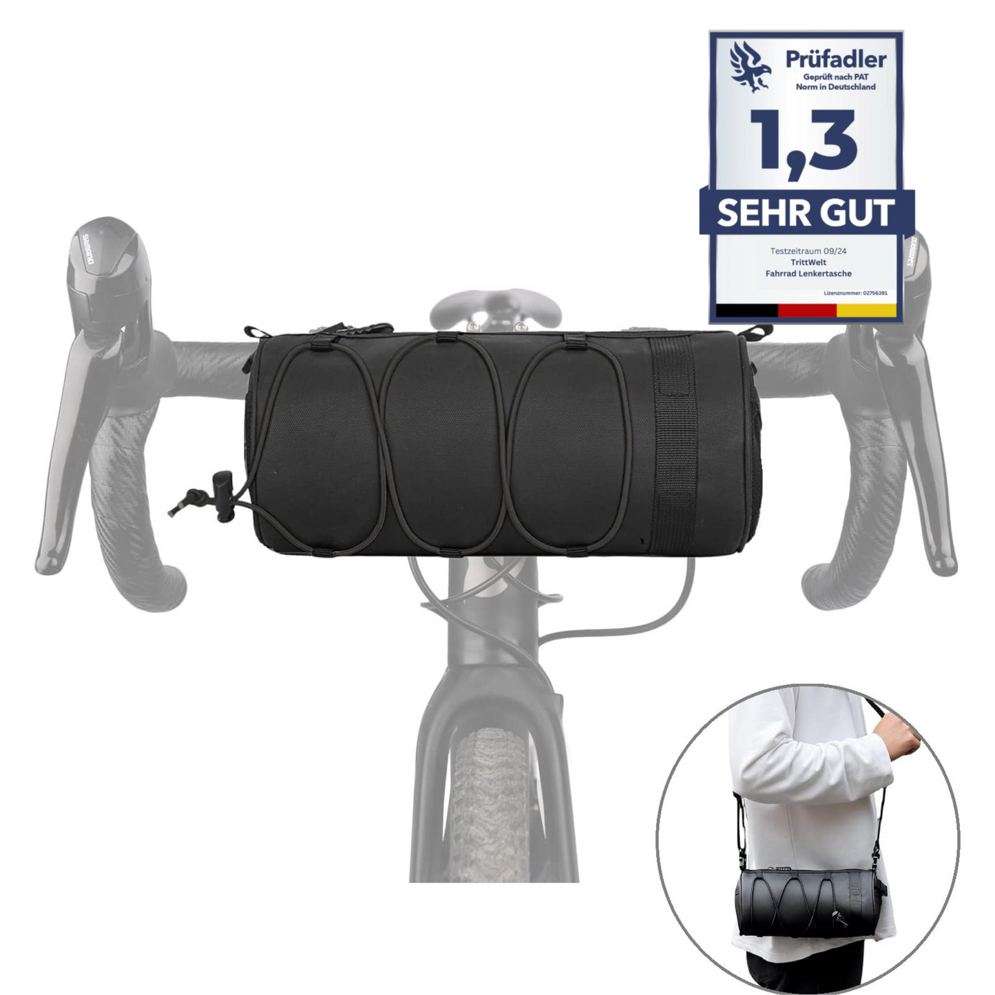 Fahrradtasche Lenkertasche mit Schultergurt - Wasserfest