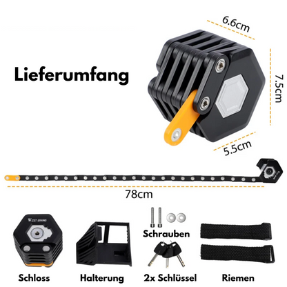 Faltbares Fahrradschloss – Legierter Stahl, Anti-Diebstahl für E-Bikes, MTB & Motorräder